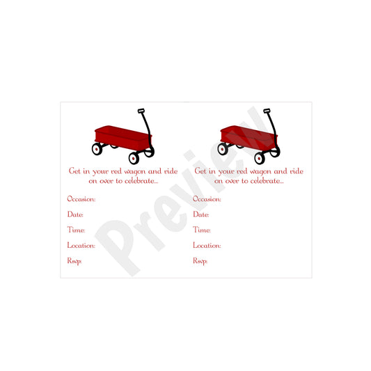 Red Wagon Birthday Invitation - Download