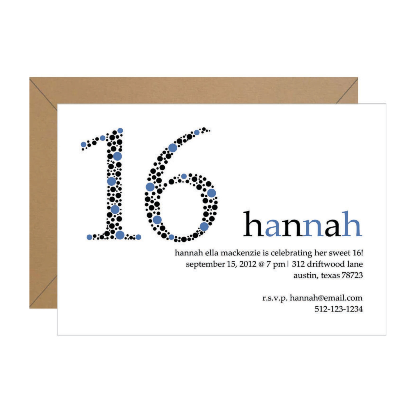 "Sweet 16" Dot Invitation
