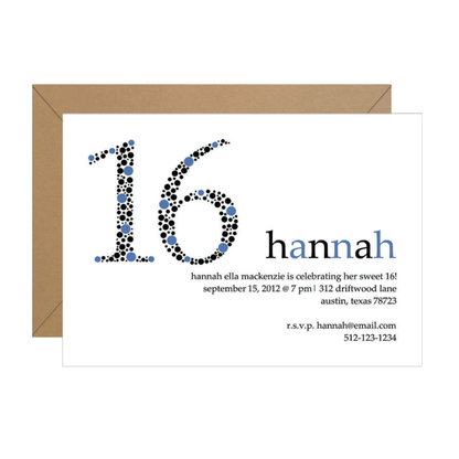 "Sweet 16" Dot Invitation