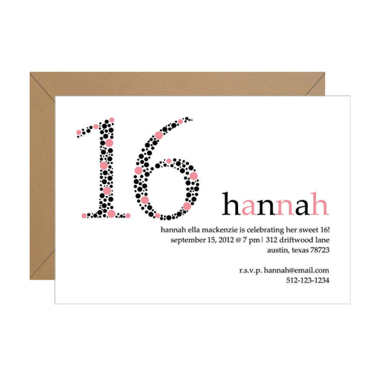 "Sweet 16" Dot Invitation