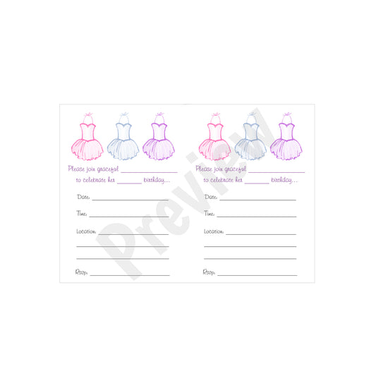 Ballet Tutu Birthday Invitation - Download
