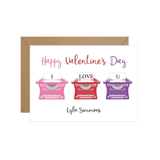 Typewriter "I Love U" Valentine Note