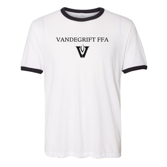 White w/Black Logo Ringer T-Shirt
