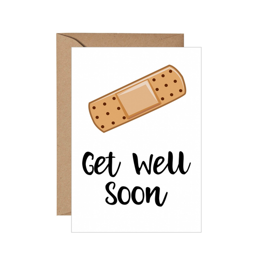 Band Aid Get Well Soon Folded Personalized Note