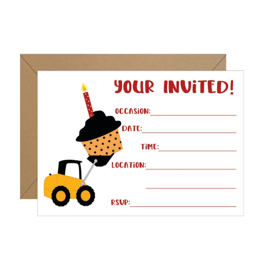 Construction Truck Fill In Invitation
