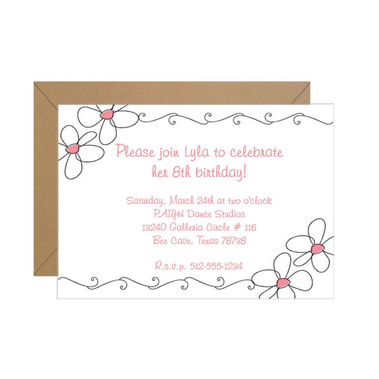 Pink Daisy Birthday Invitation