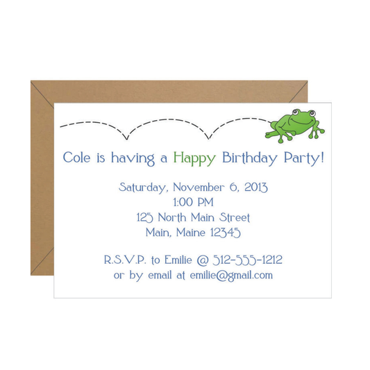 Hopping Frog Birthday Invitation