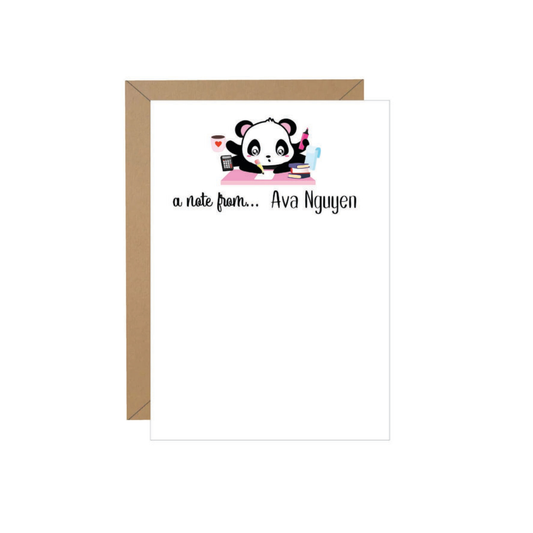 Panda at Desk Personalized Note