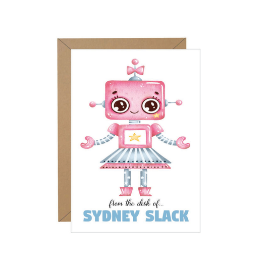 Pink Robot Personalized Note