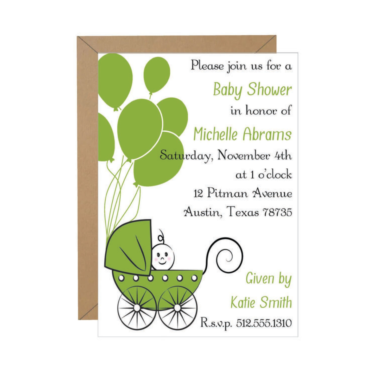 Stroller Baby Shower Invitation