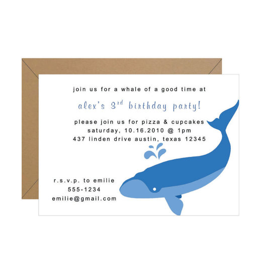 Blue Whale Birthday Invitation