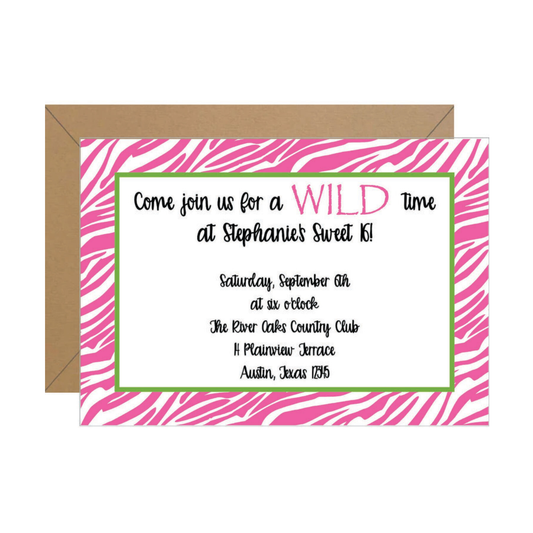 "Zebra Sweet 16" Invitation